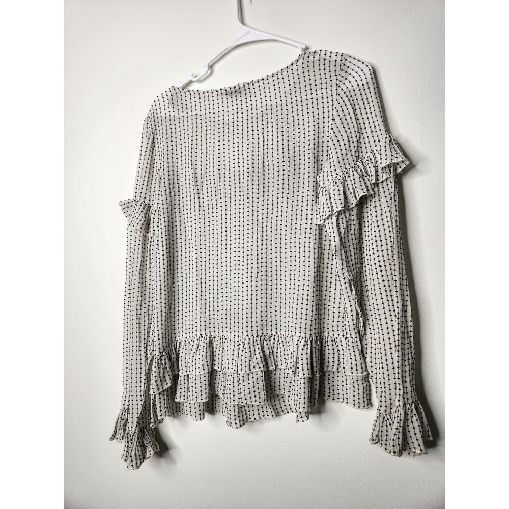 AllSaints Evia Embroidered Ruffle Trim Long Sleeve Top Small‎ - Picture 6 of 7